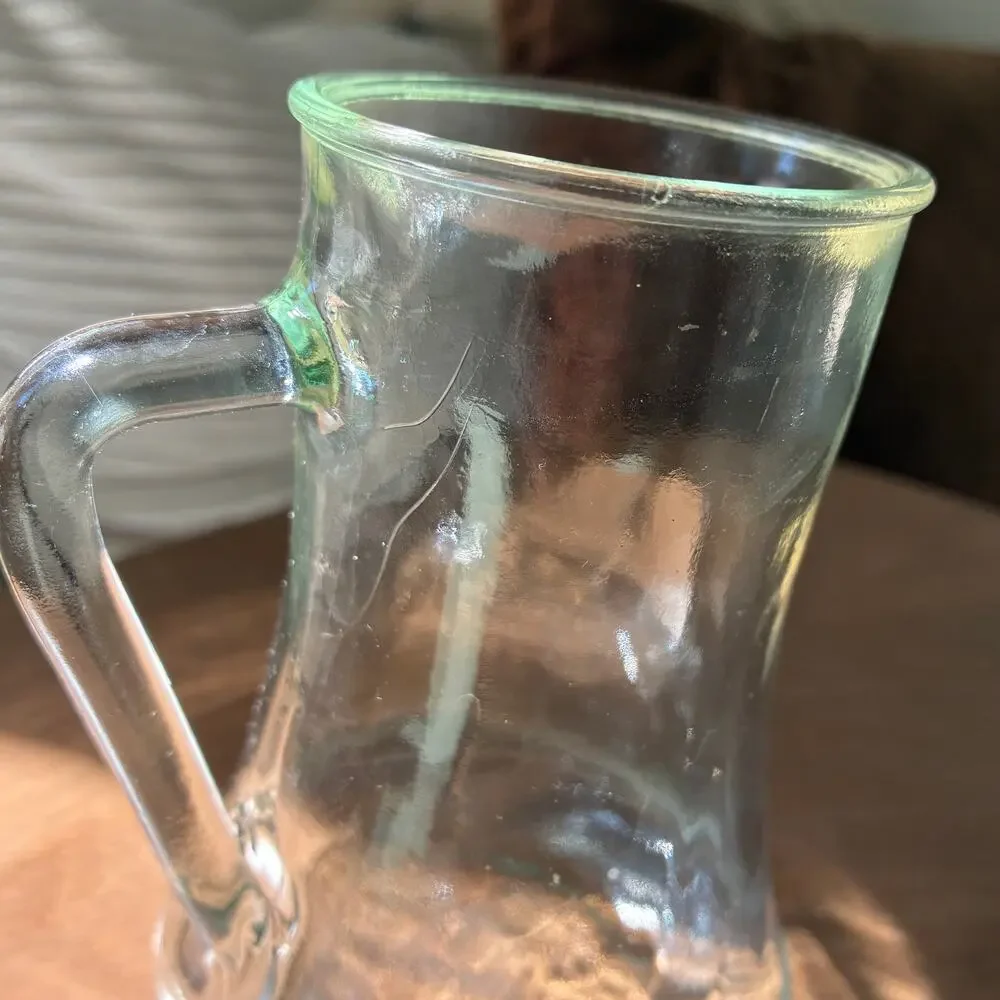 Midcentury Small Clear Glass Pitcher Vase Cup